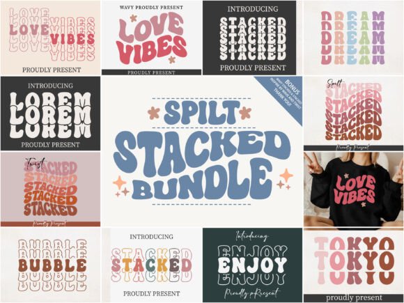 Spilt Stacked Bundle: A Groovy Display Font with Thoughtful Rhythm